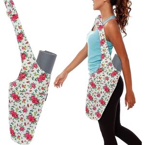 LISH Adjustable Strap Floral Yoga Mat Carrying Sling w/Pockets